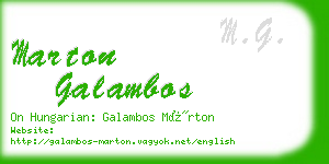 marton galambos business card